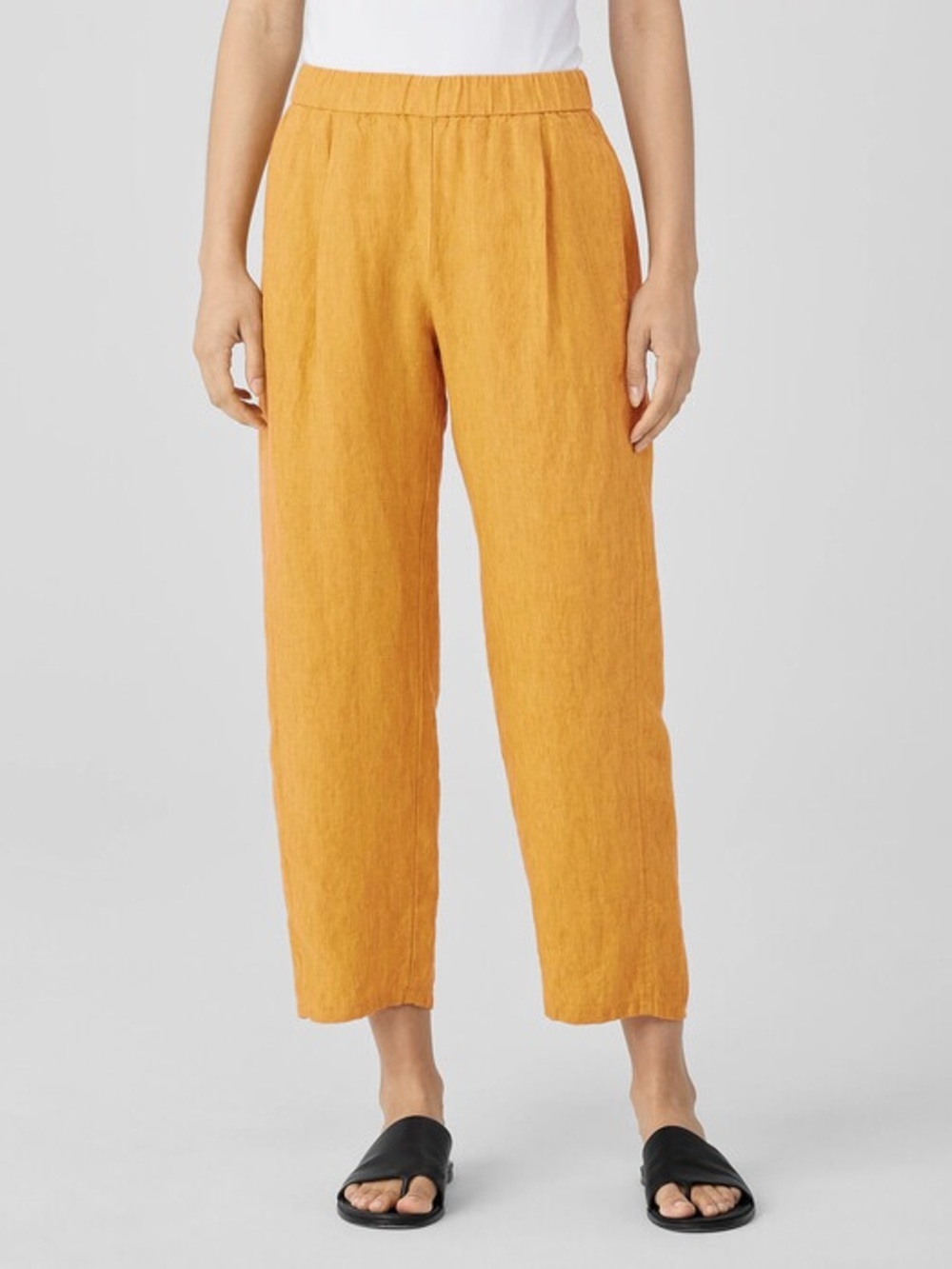 Eileen Fisher Cropped Linen Lantern Pants - Mustard